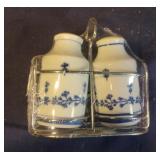 Blue and white ceramic salt and pepper shaker