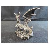 vintage pewter dragon figurine 3" tall