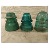 Vintage blue glass insulators