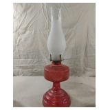 Vintage ruby red glass oil lamp