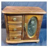 Vintage wooden jewelry box 8.5 x 8.5 x 5