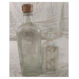 Vintage green colored glass bottles