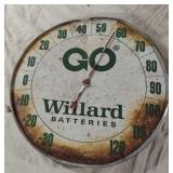 Vintage Willard Batteries wall thermometer