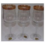 (3) Medici 24 KT Gold Hand Decorated Blown