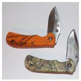(2) Mossy Oak Lock Back Knives - Orange & Camo
