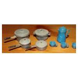 Vintage Miniature Dollhouse Blue Spatterware &