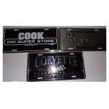 (3) License Plates Car Auto Tags - Corvette,