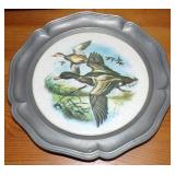 Vintage Mallards in Flight Pewter & Porcelain