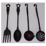 Cast Iron Spoon, Ladle & Fork 4 Pc. Set