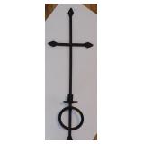 Vintage Black Cast Wrought Iron 29" Metal Cross