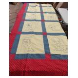 Handmade quilt cat facing 88 x 74
