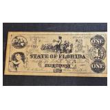 State of Florida One Dollar Note 1863