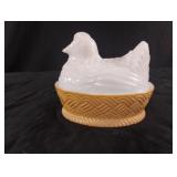 Vintage Avon Nesting Chicken Hen Basket. Has chip