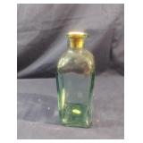 Green Glass Bottle with Pour Spout and Cork