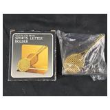Gold Plated Brass Letter Holder 4" tall