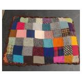 Vintage handmade quilted and crocheted throw