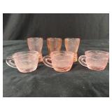 Vintage pink depression mini glasses