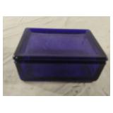 Vintage cobalt blue trinket dish with lid
