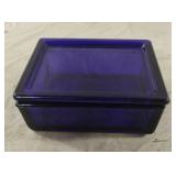 Vintage cobalt blue trinket dish with lid