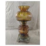 Vintage Hurricane Lamp Amber Gone With The Wind