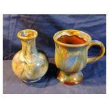 Pottery mug and vase