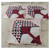 3 Tree of Lift quilt blocks. 2 need repair 12 1/2