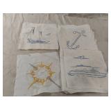 Vintage nautical quilting pieces 8 x 8. 29 pieces