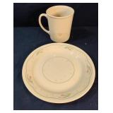 Vintage Corelle "Forever Yours" mug and "Calico