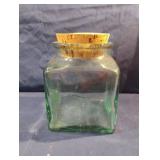 Vintage retro green glass storage jar