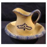 Hermitage Pottery Antique Flow Blue Spongeware