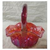 Vintage L.E. Smith Ruby Red Iridescent Quintec