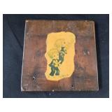 Vtg 1970 Resin Glazed Wood Plaque 7ï¿½"x 7ï¿½"