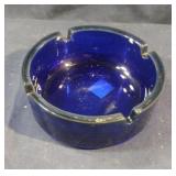 Cobalt blue glass ash tray