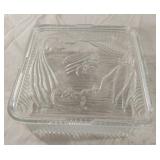 Vintage Federal Ribbed pressed Glass Square