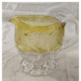 Vintage etched amber glass creamer pitcher