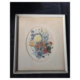 Vintage Framed Floral Print 13ï¿½"x 15ï¿½"