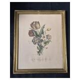 French lithograph print titled "Tulips, Primula,