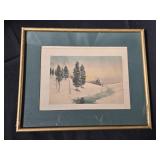 Framed Snowy Landscape Print 15ï¿½" 12ï¿½"