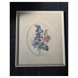 Vintage Framed Floral Print 13ï¿½"x 15ï¿½"