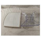Longaberger divided dip and veggie tray with lid.