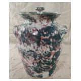 Handmade pottery crock with lid