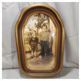 Early Convex Glass Picture in Frame