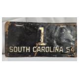 Rare 1954 "1" South Carolina License Plate