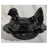 Mosser Glass Black Hen on Nest