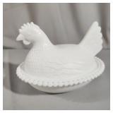 Indiana Glass Milk White Hen on Nest