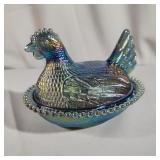 Indiana Glass Blue Carnival Hen on Nest