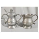 Wilton Pewter Creamer & Sugar w/ Spoon