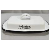 White Enamel Butter Dish