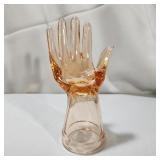 Peach Color Glass Hand Shaped Ring Holder