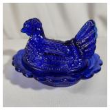 Mosser Glass Cobalt Blue Hen on Nest